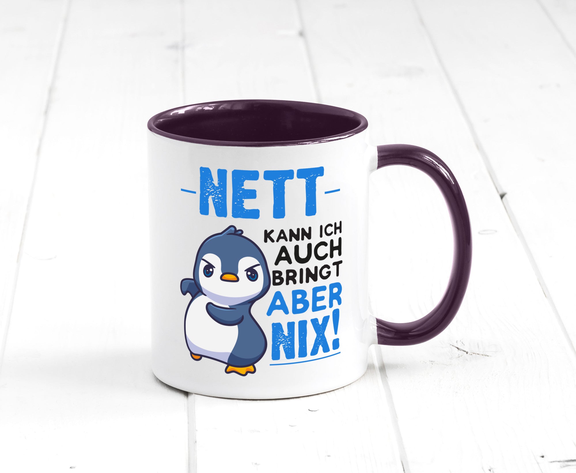 Nett kann ich auch | lustige Spruchtasse Pinguin Geschenk Humor Geschenkidee