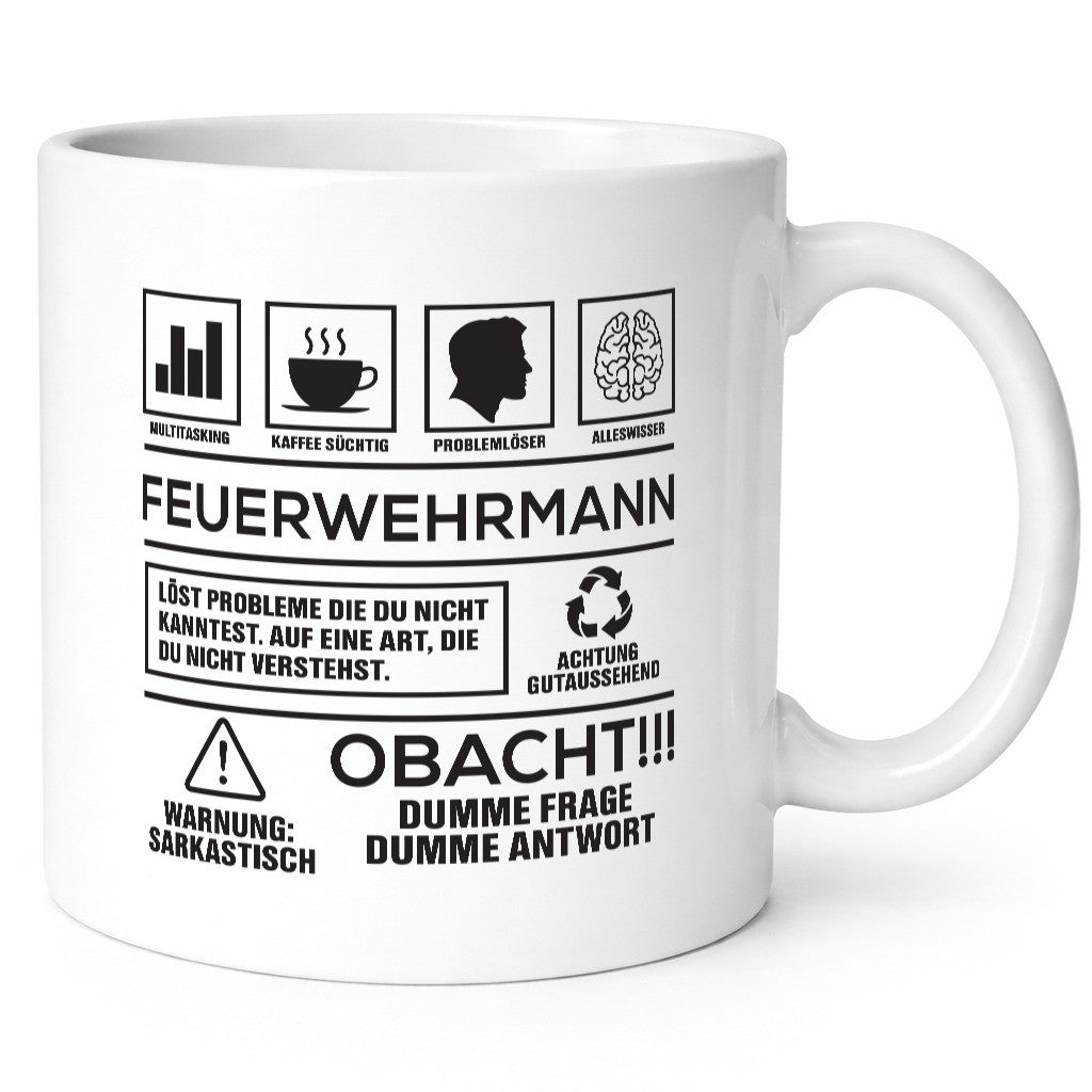 Achtung Probleme Feuerwehrmann | Feuerwehr lustig Humor Geschenkidee Geschenk Tasse