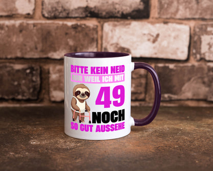 49. Geburtstag | Bitte kein neid Faultier 49 Jahre Humor Geschenkidee Tasse