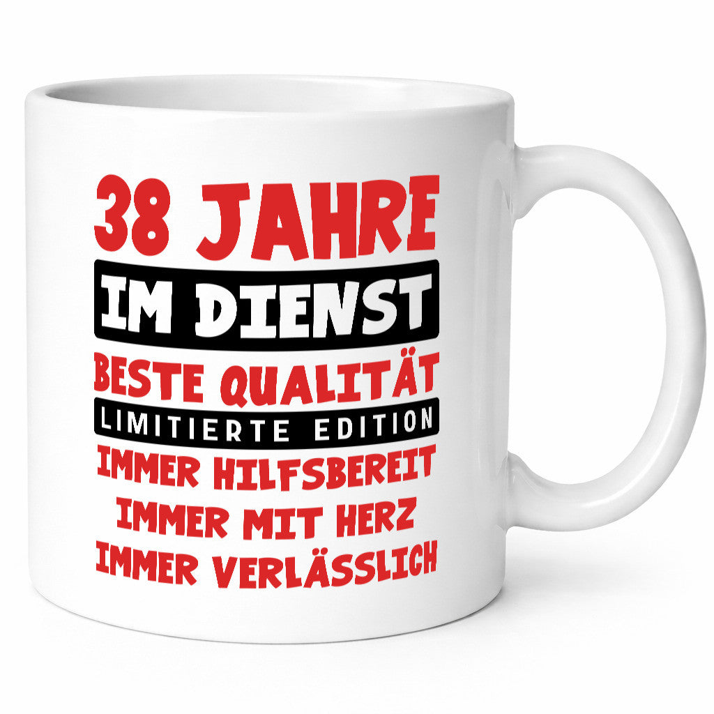 38 Jahre im Dienst | Jubiläum Arbeit v9 Geschenkidee Kollegen Büro Humor Tasse
