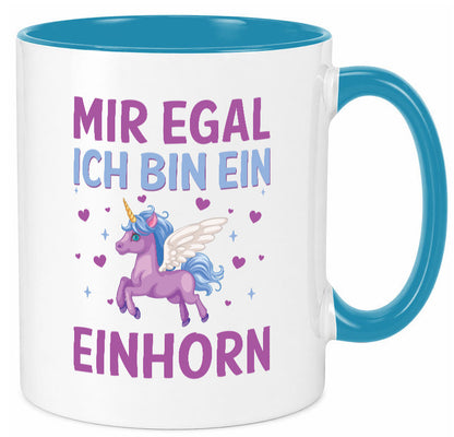 Mir egal, ich bin ein Einhorn| Herzen Geschenkidee Humor Tasse