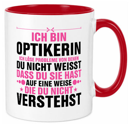 Löse Probleme: Optikerin | Augenoptik v2 lustig Humor Geschenkidee Geschenk Tasse
