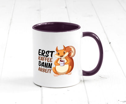Erst Kaffee dann Arbeit | Büro Eichhörnchen Kaffeefreund Humor Kollegen