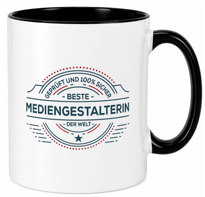 Geprüft und sicher: Mediengestalterin | Medien lustiger Spruch Geschenk Humor