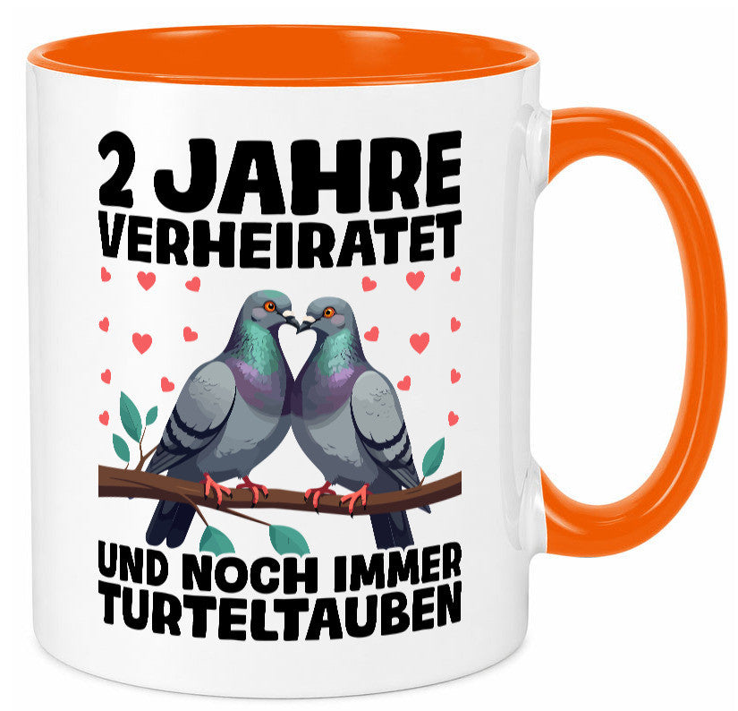 2 Jahre verheiratet | Turteltauben Ehe Ehepaar lustig Humor Geschenkidee Tasse