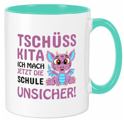 Tschüss Kita | Einschulung süßer Drachen Schulstart lustiger Spruch Geschenk Tasse