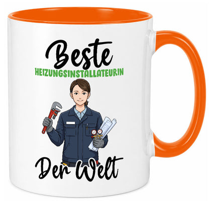 Beste Heizungsinstallateurin | Heizung v2 lustiger Spruch Geschenk Humor Tasse