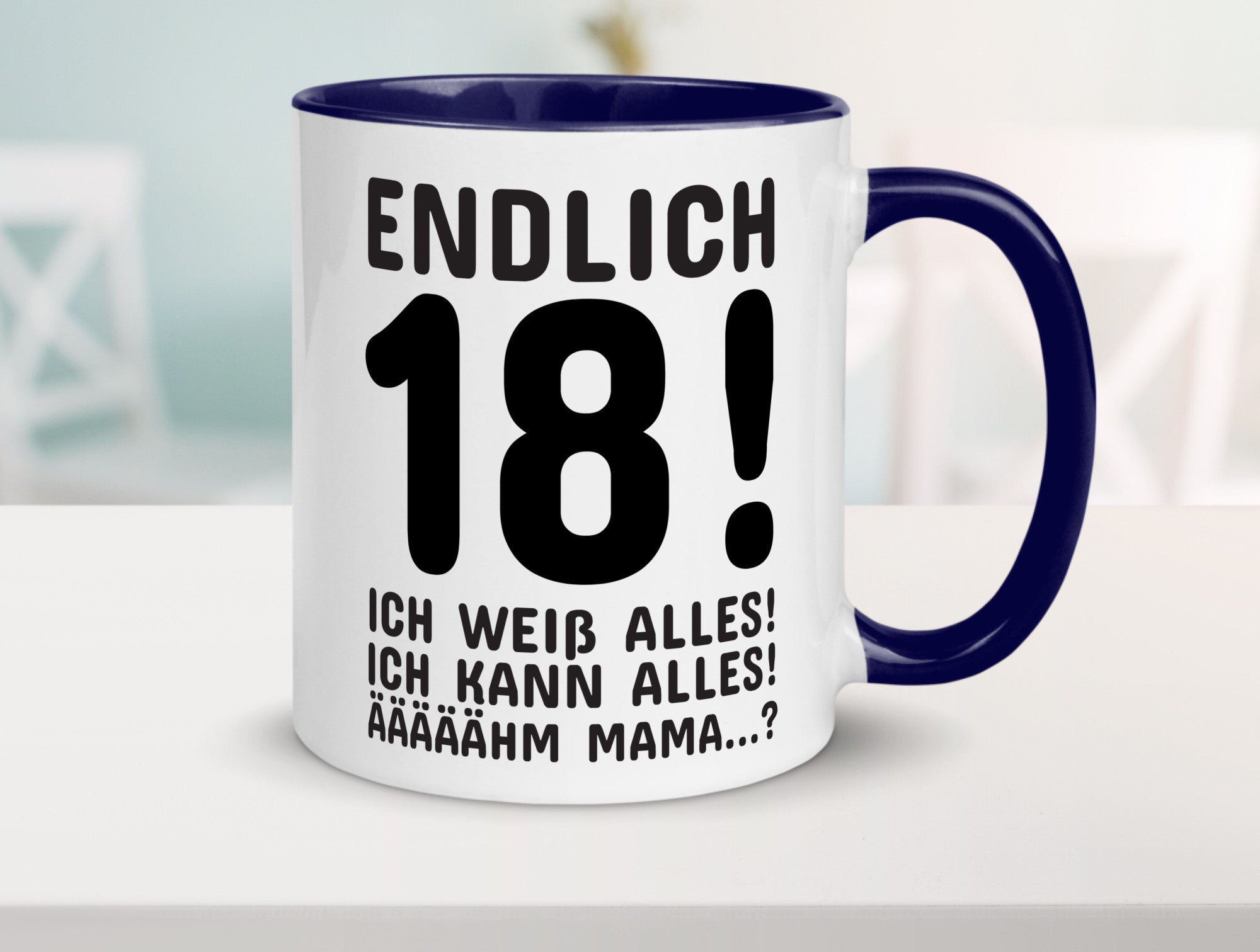 Endlich 18 | Geburtstag Tasse volljährig Erwachsen lustig Geschenkidee Geschenk