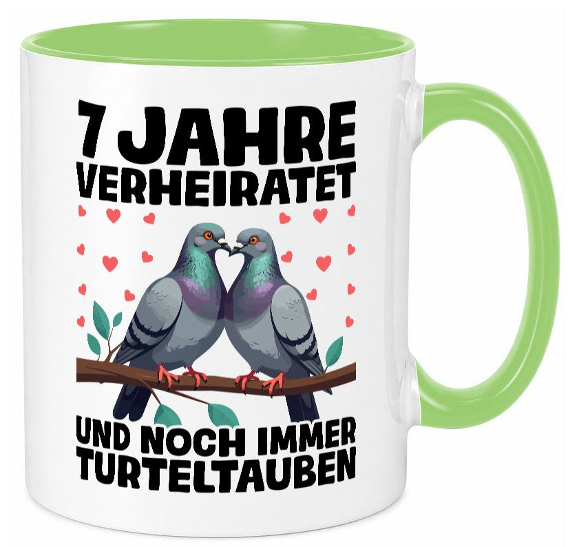 7 Jahre verheiratet | Turteltauben Ehe Ehepaar Geschenkidee Humor Tasse