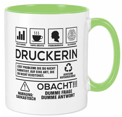 Achtung Probleme Druckerin | Druckerei Print Medien Geschenkidee Humor Tasse