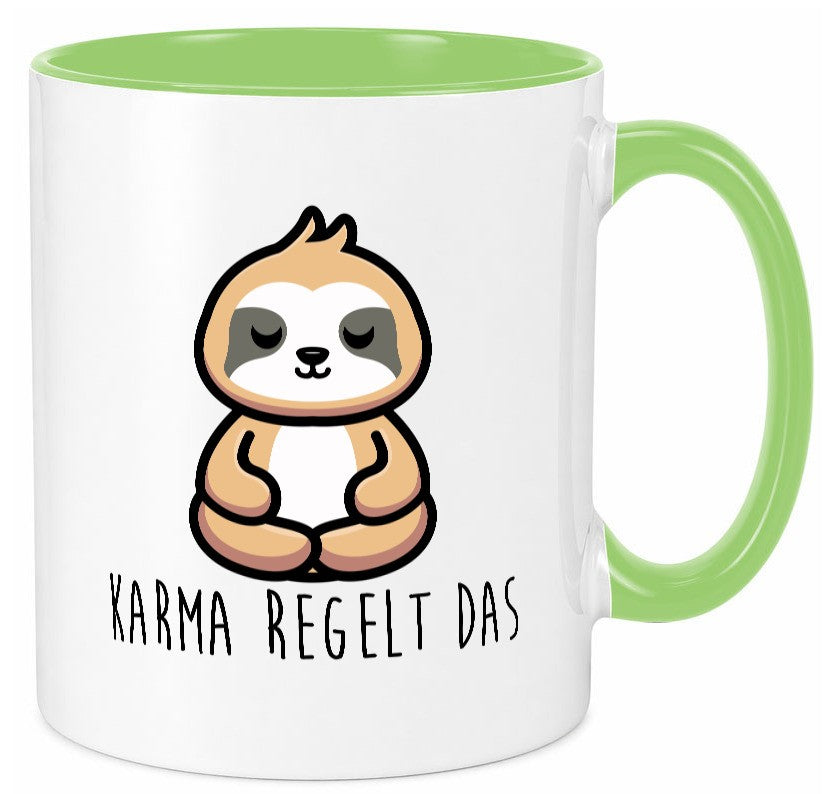 Karma regelt das | Yoga Faultier Meditation Chillen Geschenk Tierliebhaber Tasse