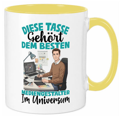Im Universum: Mediengestalter | Medien Geschenk Humor Geschenkidee lustiger Tasse