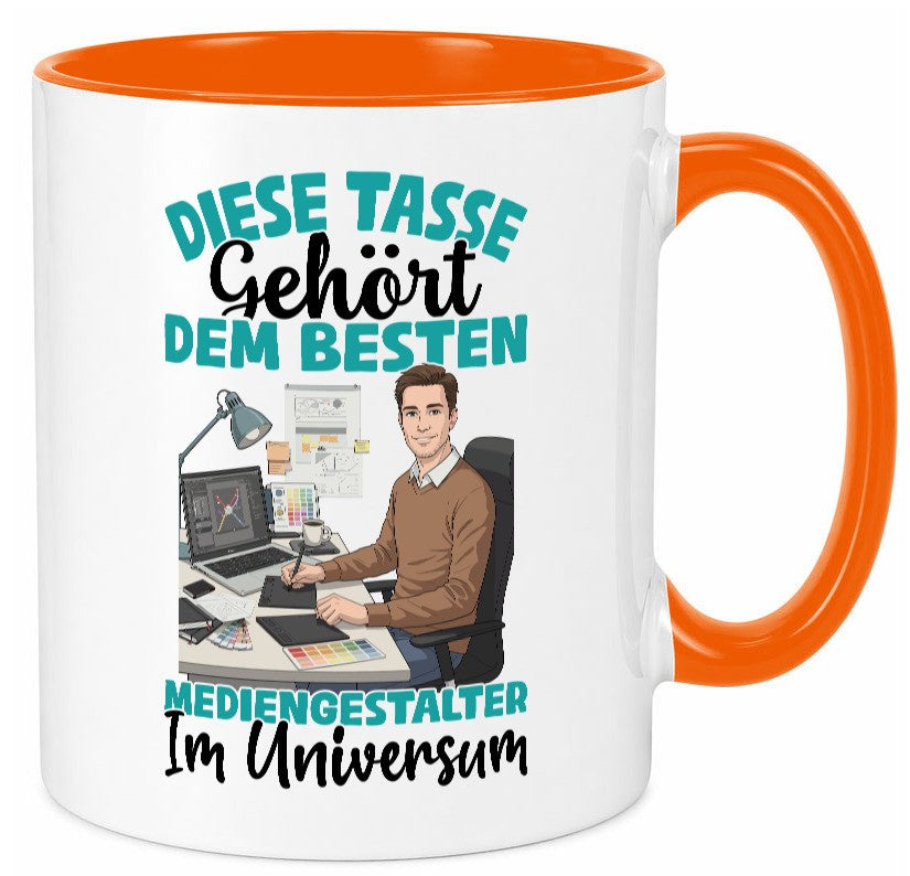 Im Universum: Mediengestalter | Medien Geschenk Humor Geschenkidee lustiger Tasse
