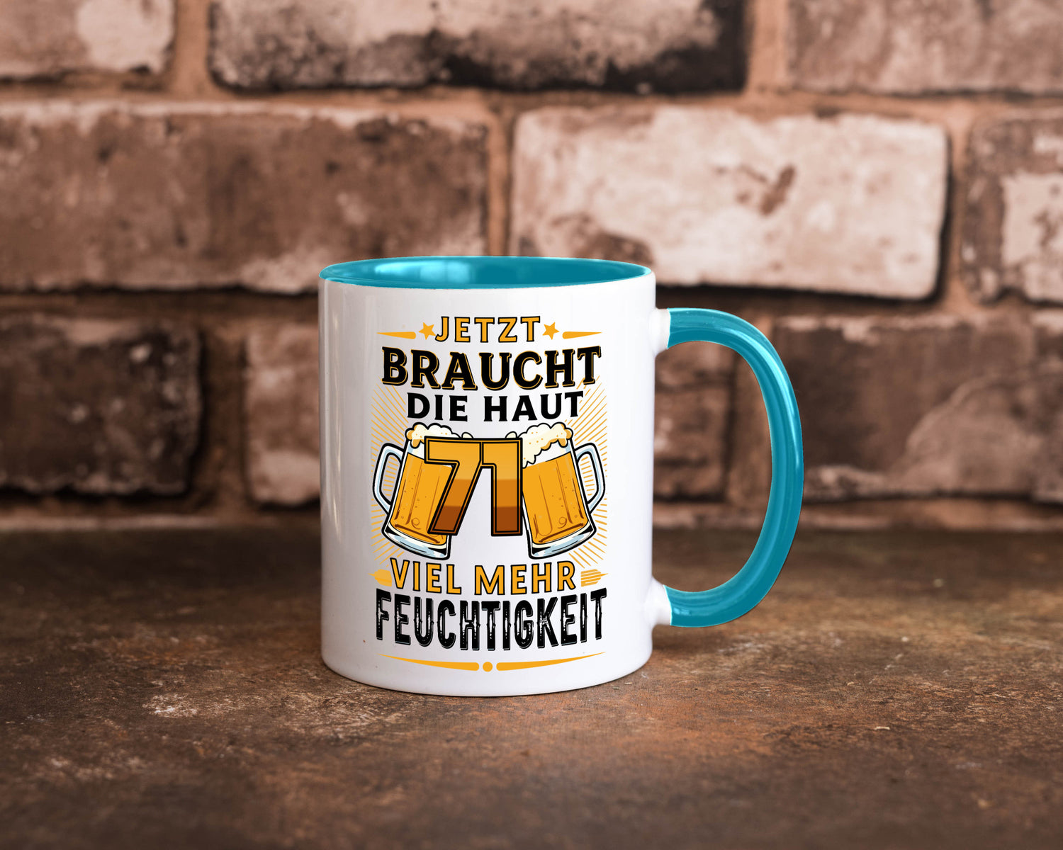 71 braucht die haut mehr Feuchtigkeit | 71. Geburtstag Geschenkidee Humor Tasse