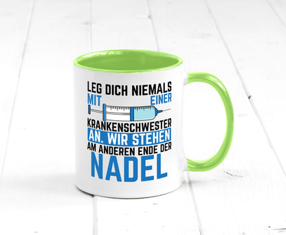 Krankenschwester anlegen | Nadel Spritze Klinik Spruch Geschenkidee Humor Tasse