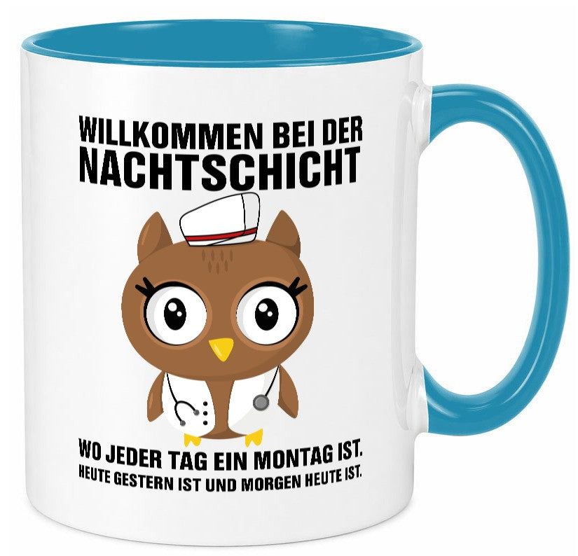 Nachtschicht | müde Eule Sanitäter Krankenschwester Humor Geschenkidee Tasse