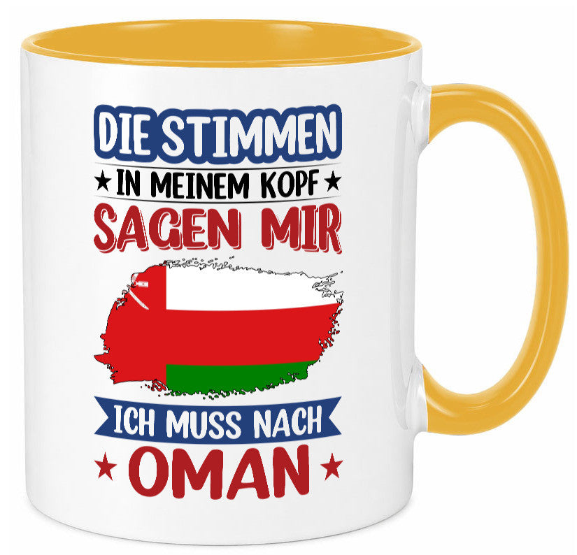 Oman | Urlaub Stimmen in meinem Kopf Traumland v2 lustig Familie Geschenkidee Tasse