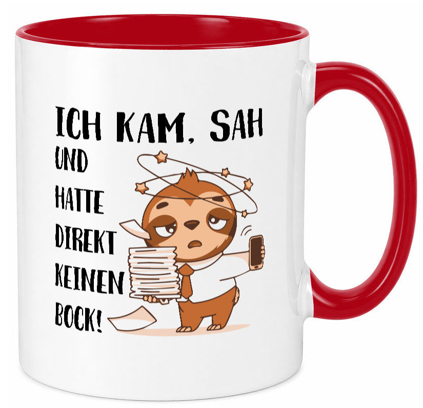 Ich habe keinen Bock | Faultier Kam, sah und kein Geschenkidee Tierliebhaber Tasse