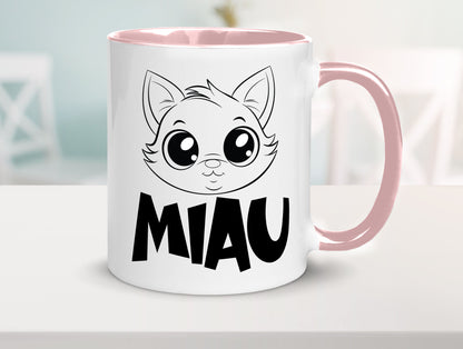 Miau | Katze Geschenkidee Tierliebhaber Humor Tasse