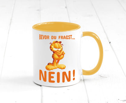 Bevor du fragst? Nein! | grimmige Katze Spruchtasse lustig Tierliebhaber Humor