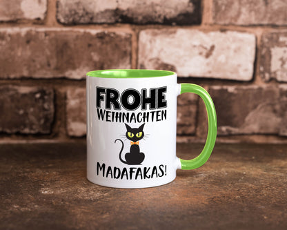 Frohe Weihnachten Madafakas! | Katze Tasse Vintage lustiger Spruch Geschenk