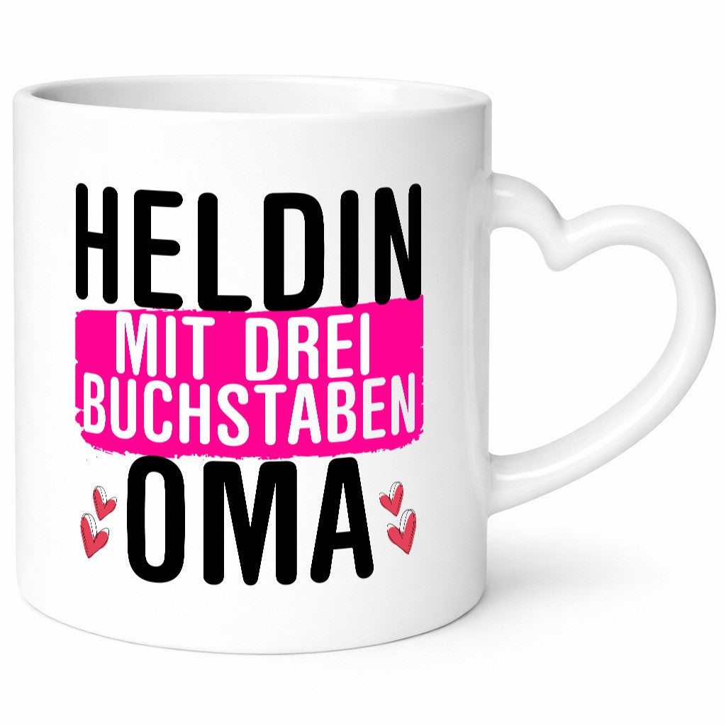 Heldin mit drei Buchstaben | Oma Großmutter Kompliment lustiger Spruch Geschenk Tasse