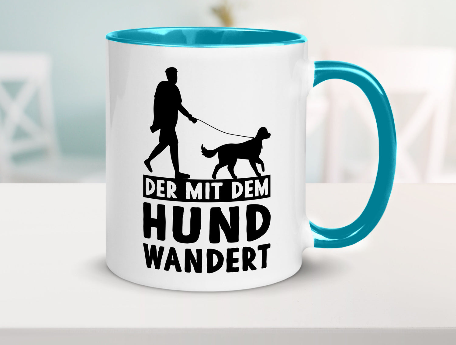 Der mit dem Hund wandert | Mensch Geschenkidee Tierliebhaber Humor Tasse