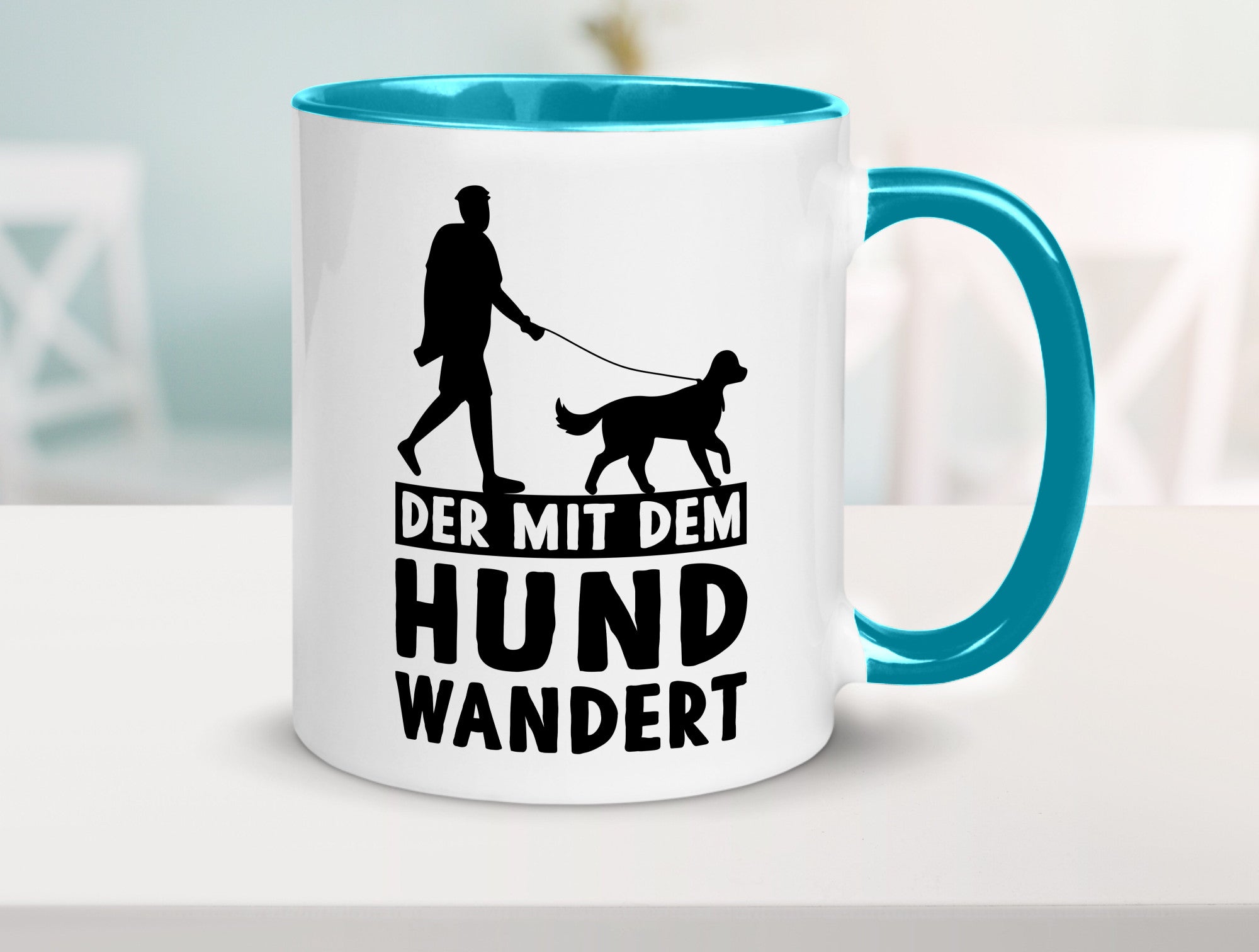 Der mit dem Hund wandert | Mensch Geschenkidee Tierliebhaber Humor Tasse
