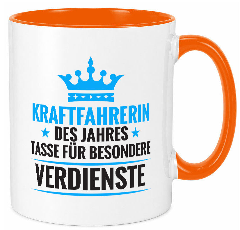 Besonderer Verdienst: Kraftfahrerin | Lastwagen LKW Humor Geschenkidee Tasse