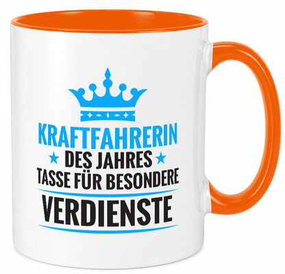 Besonderer Verdienst: Kraftfahrerin | Lastwagen LKW Humor Geschenkidee Tasse