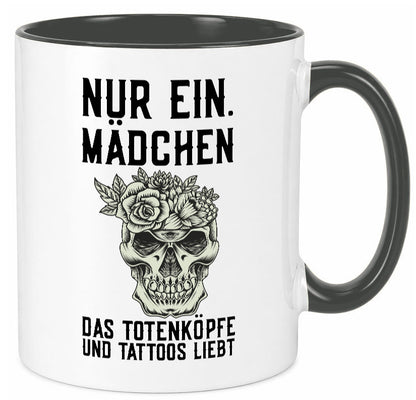 Mädchen |Tattoos und Totenköpfe | Tätowieren Rockabilly Humor Geschenkidee Tasse