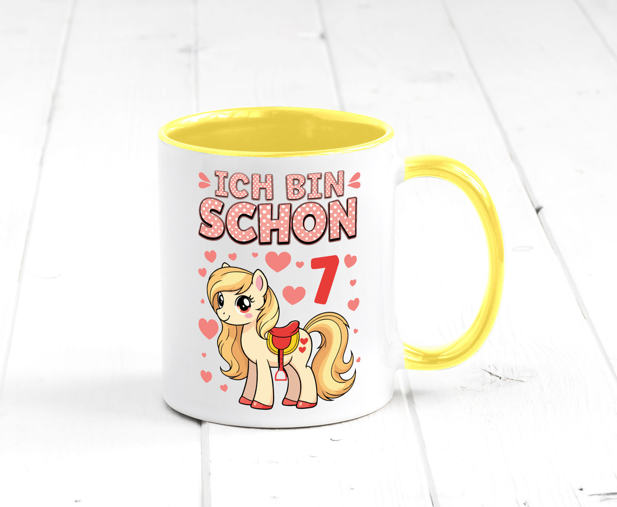 7. Geburtstag | 7 Jahre Mädchen Reiten Pony lustiger Spruch Geschenk Tasse