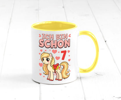7. Geburtstag | 7 Jahre Mädchen Reiten Pony lustiger Spruch Geschenk Tasse