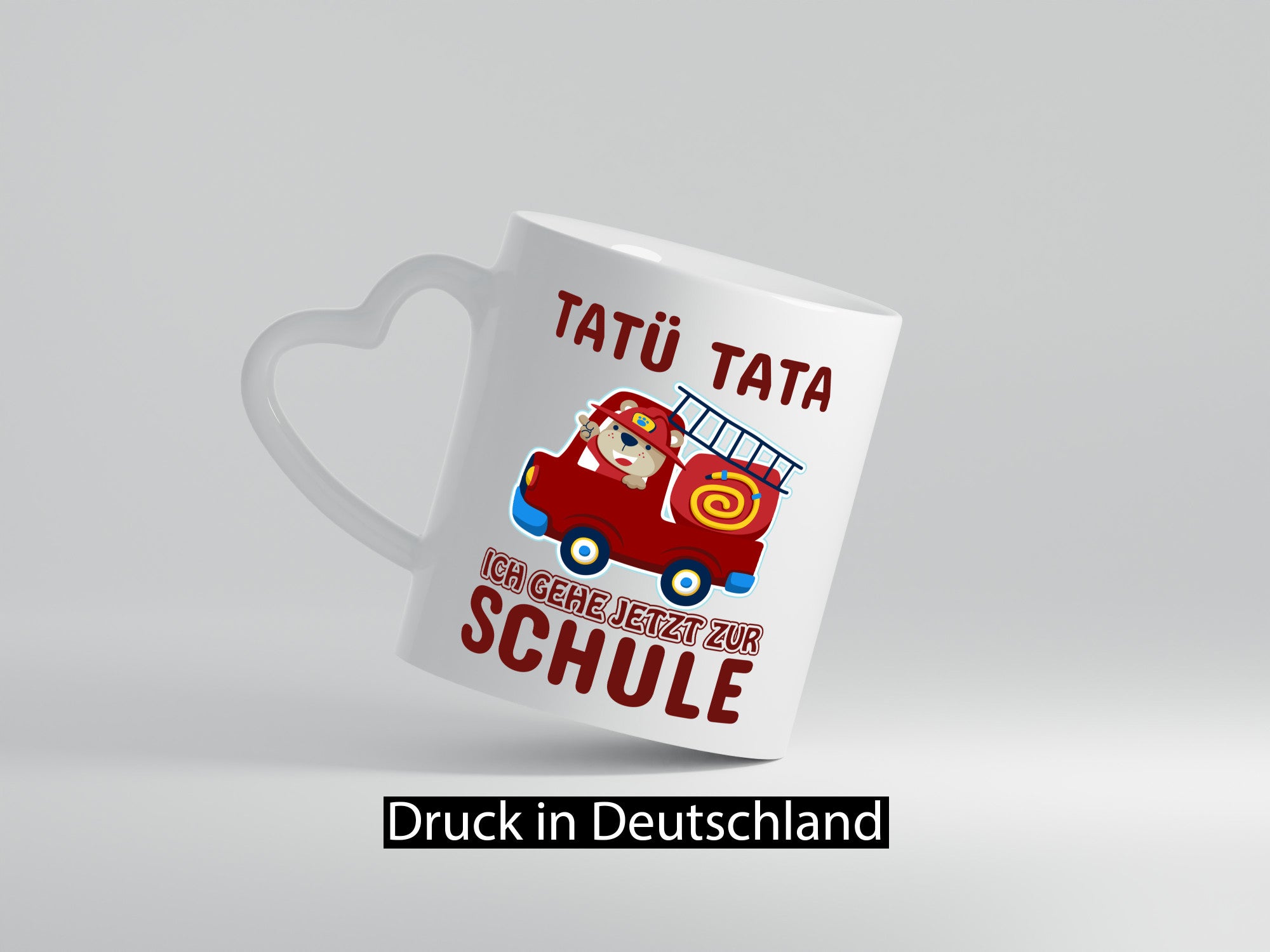 Bär in Feuerwehrauto | Tatü Tata Einschulung Tasse Humor Geschenkidee