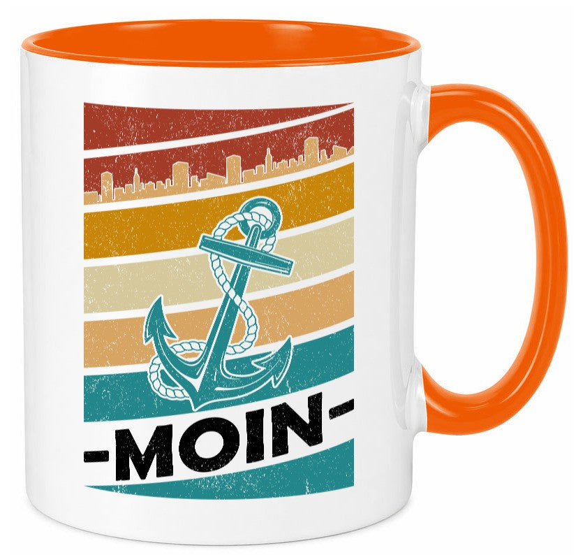 Moin | Kapitän Hafen Anker See Meer Segeln v2 Geschenk Humor Geschenkidee Tasse