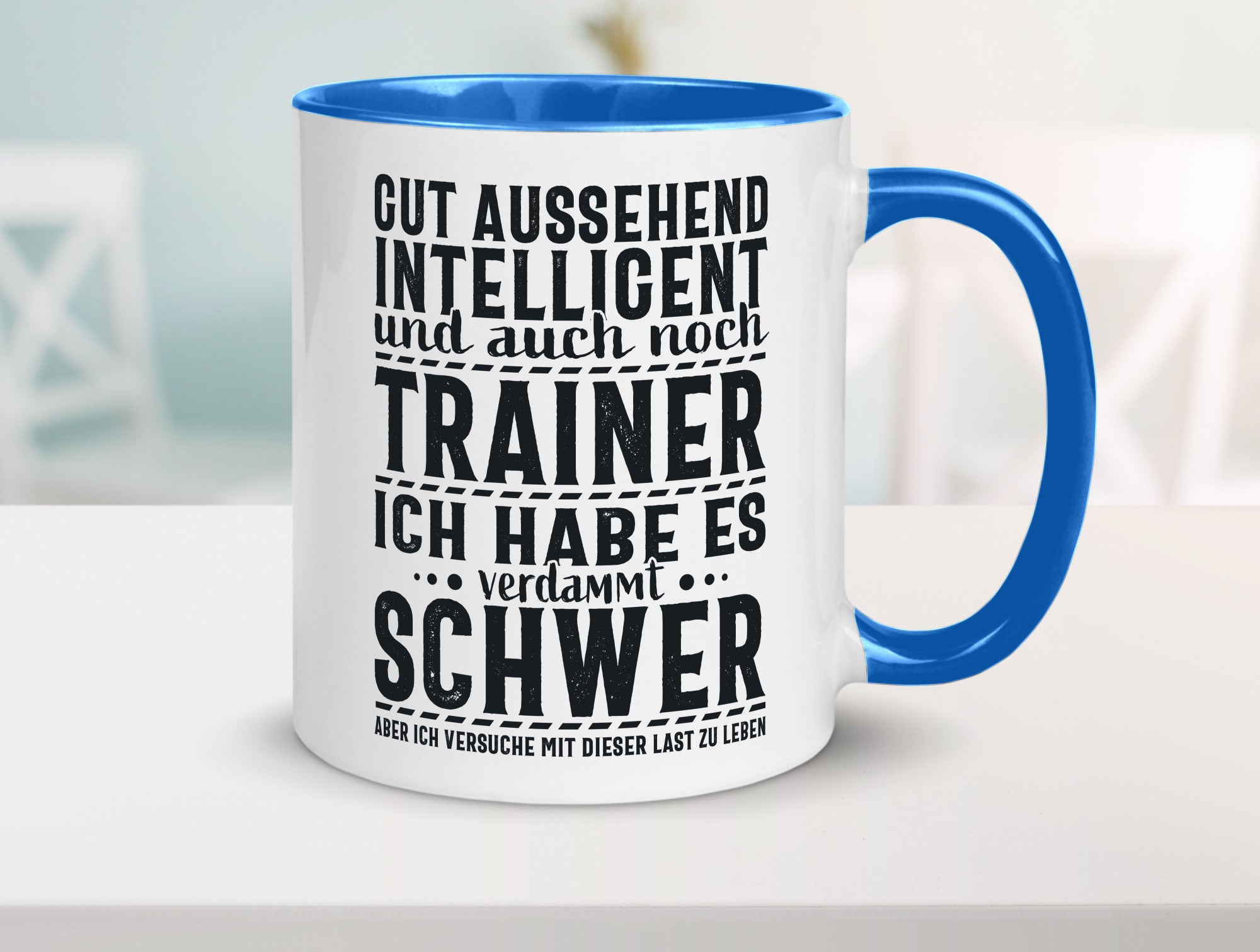 Gut aussehender Trainer |gestrichelte Linie | Punkte lustiger Spruch Geschenk