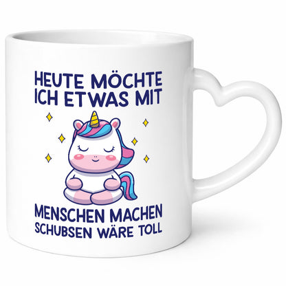 Heute möchte ich Menschen schubsen | Einhorn lustiger Spruch Geschenk Humor