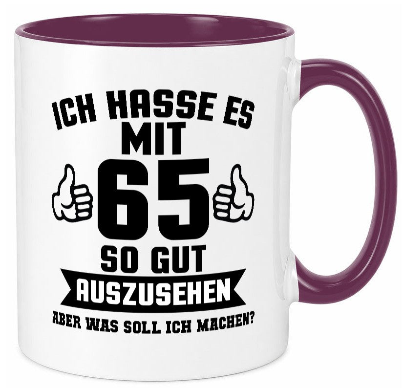 Gut aussehen mit 65 | Zahl Daumen hoch Geschenk Humor Geschenkidee lustiger Tasse