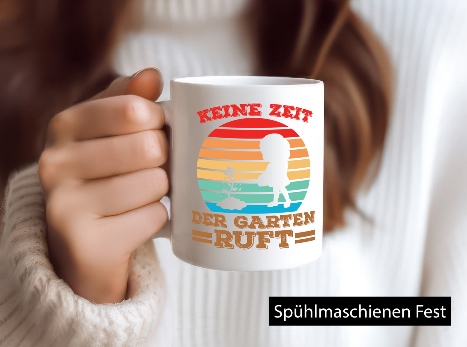 Keine Zeit, Garten ruft | Regenbogen Gießkanne Pflanze Geschenkidee Humor Tasse