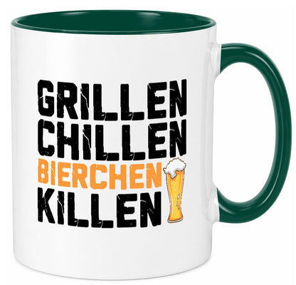 Grillen Chillen Bierchen Killen | Grillmeister Party Geschenk Humor Tasse