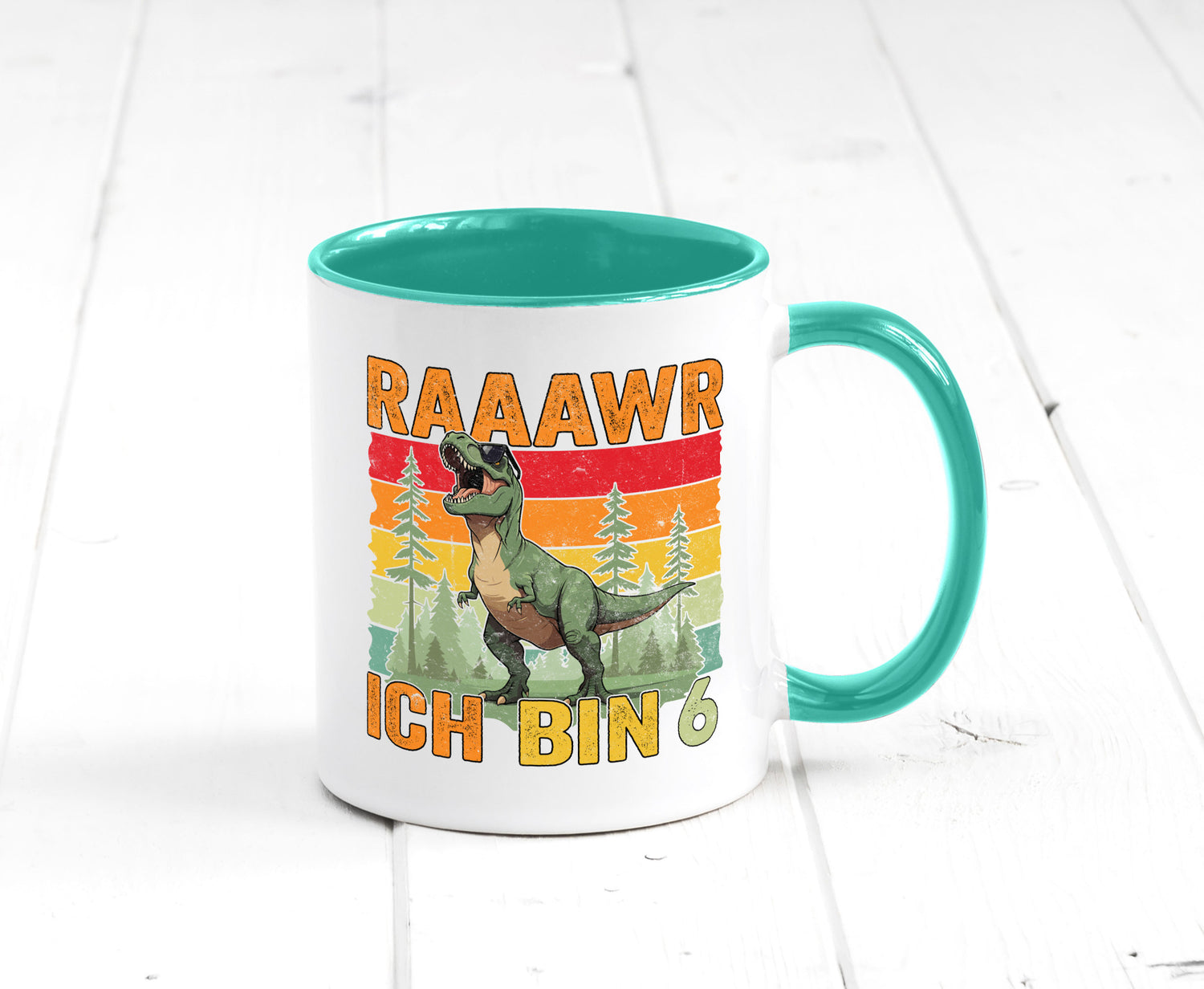 6. Geburtstag | 6 Jahre rarrrr ich bin Dinosaurier Humor Geschenkidee Tasse
