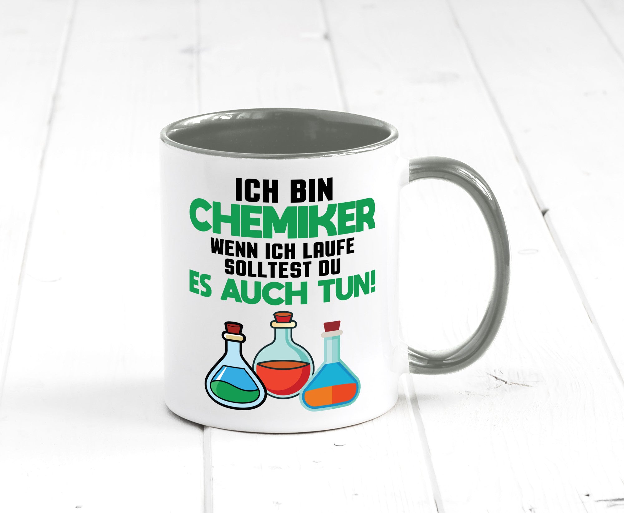 Ich bin chemiker wnen laufe solltest du es auch tun Humor Geschenkidee Tasse