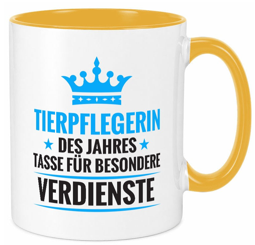 Besonderer Verdienst: Tierpflegerin | Pflegeberuf Tierheim Humor Arbeit Tasse