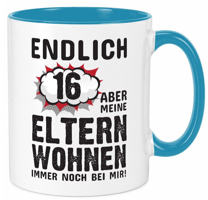 Endlich 16 | Geburtstag Tasse lustiges Statement lustiger Spruch Geschenk