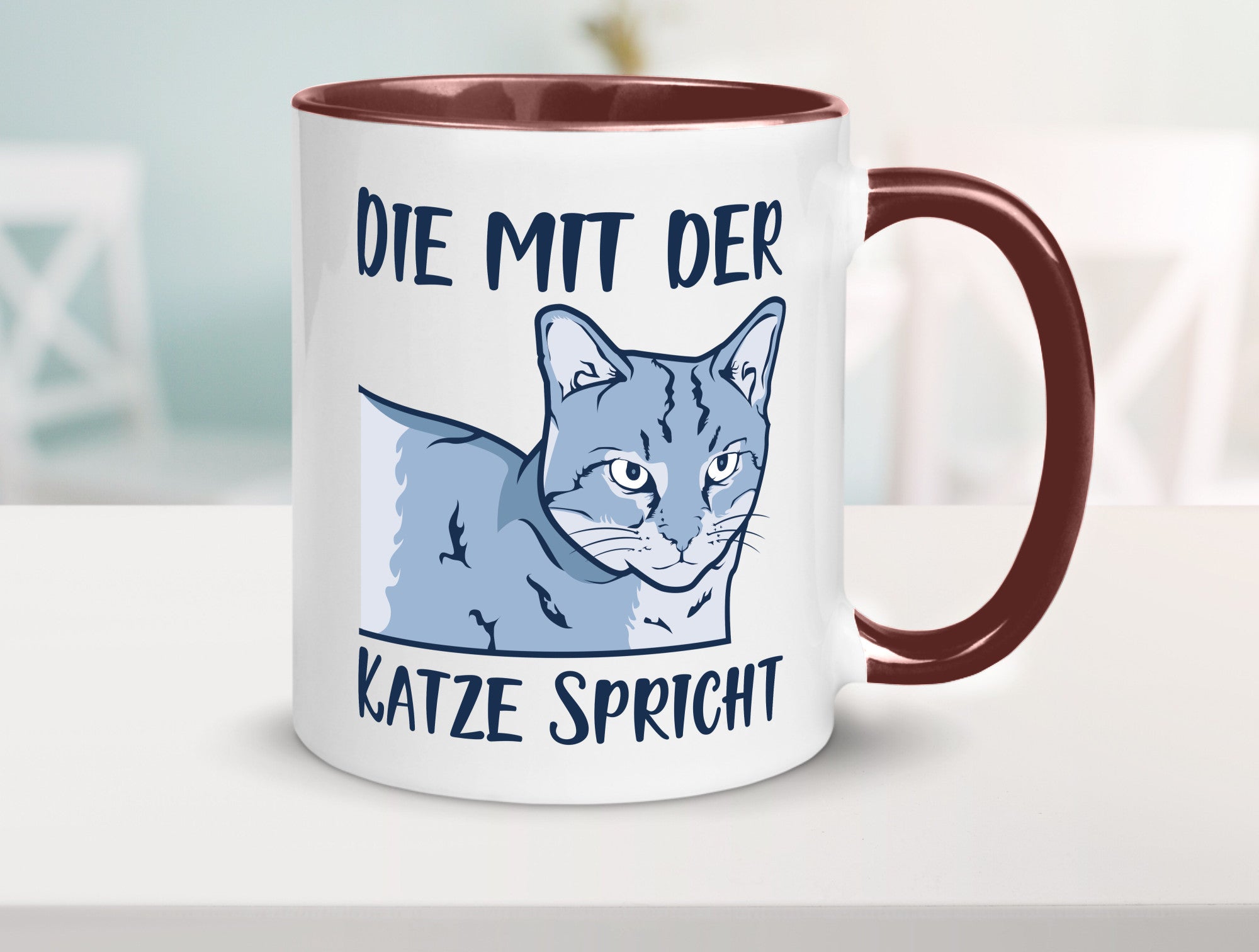 Die mit der Katze spricht | Humor Tierliebhaber Geschenkidee Tasse