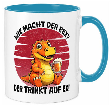 Wie macht der Rex trinkt auf ex | Bier T-Rex v2 lustiger Spruch Geschenk Humor Tasse