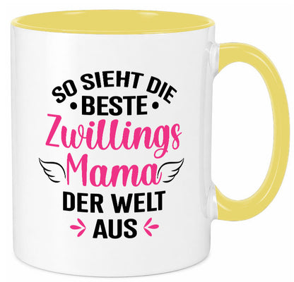 So sieht die Beste Zwillingsmama der Welt aus | Mama lustiger Spruch Geschenk Tasse
