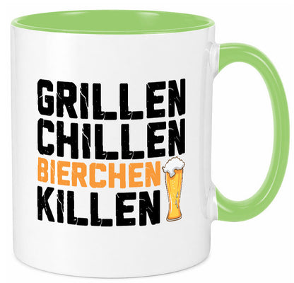 Grillen Chillen Bierchen Killen | Grillmeister Party Geschenk Humor Tasse