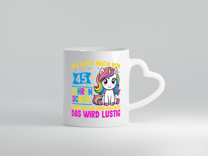 45. Geburtstag | Als Gott mich schuf 40 Jahre Humor Geschenkidee Tasse