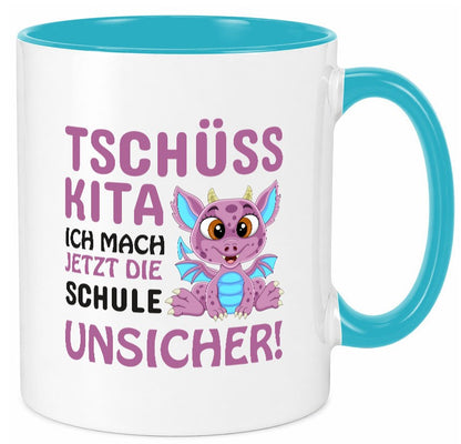 Tschüss Kita | Einschulung süßer Drachen Schulstart lustiger Spruch Geschenk Tasse